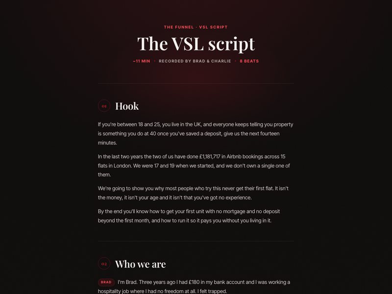 The VSL script preview